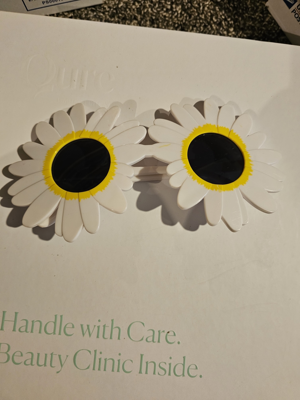 White and Yellow Daisy Sunglasses- Brand Unspecified